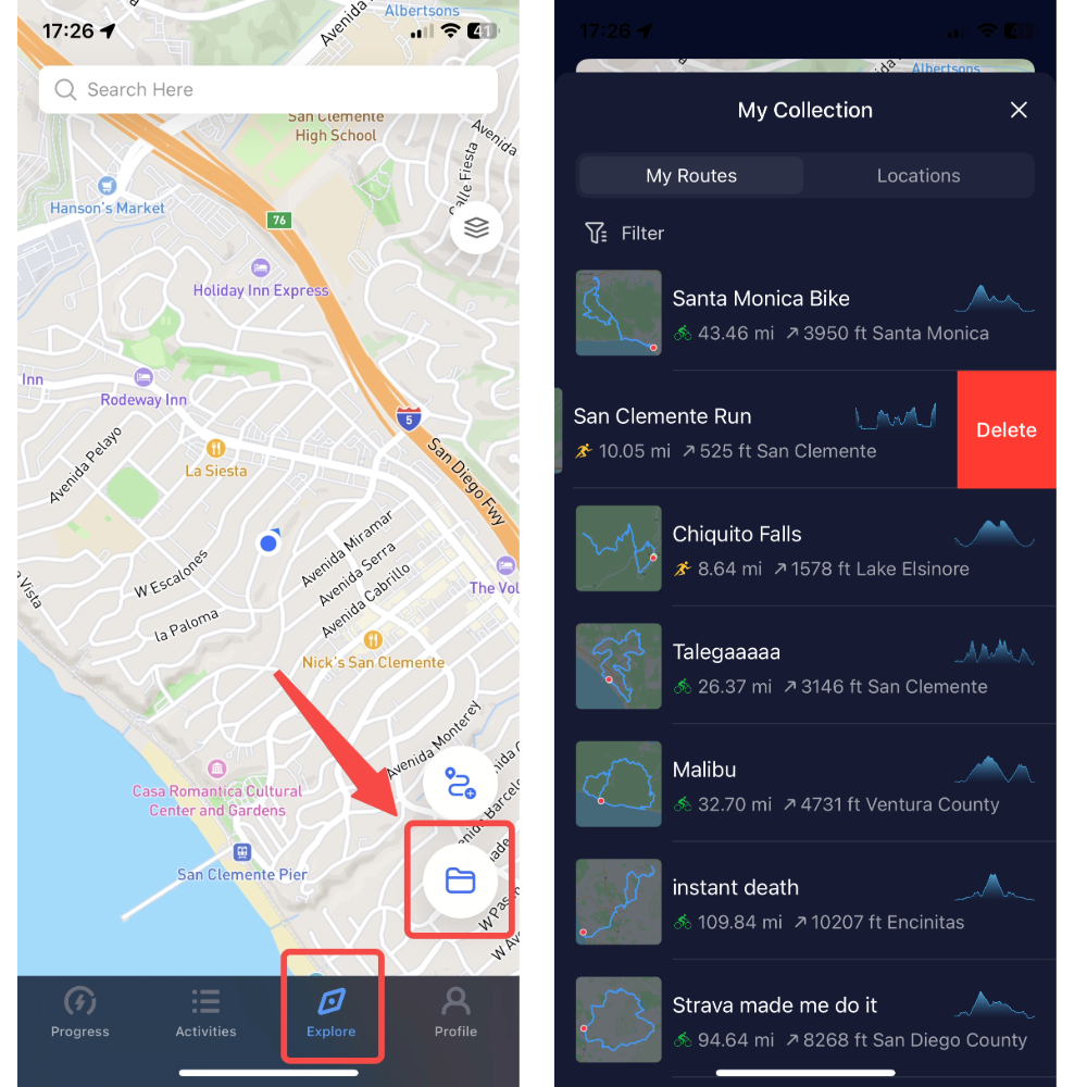 How to delete routes coros help center